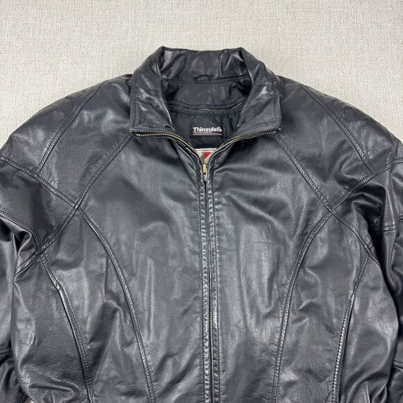 Vintage Wilson Leather Jacket Womens Large Black Thinsulate Removable Liner - Picture 3 of 16